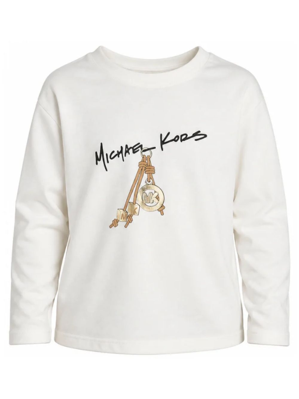 T-shirt per bambina Michael Kors bianca con stampa logo sul davanti R30684 117 MICHAEL KORS KIDS