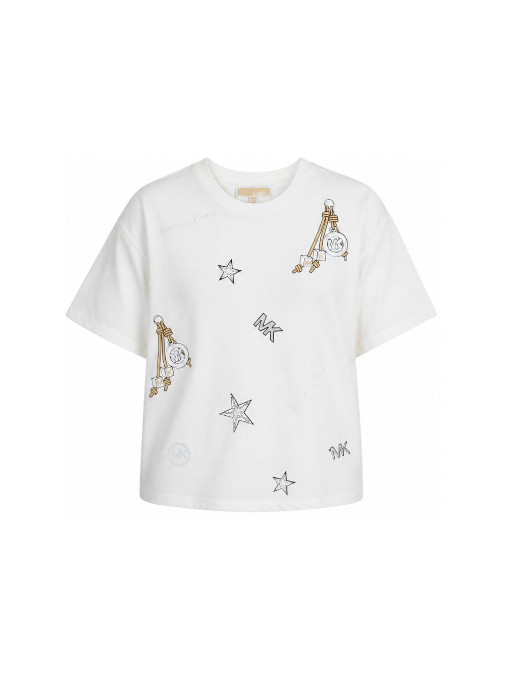 T-shirt per bambina Michael Kors Kids bianca con stampa stelle all-over R30689 117 MICHAEL KORS KIDS