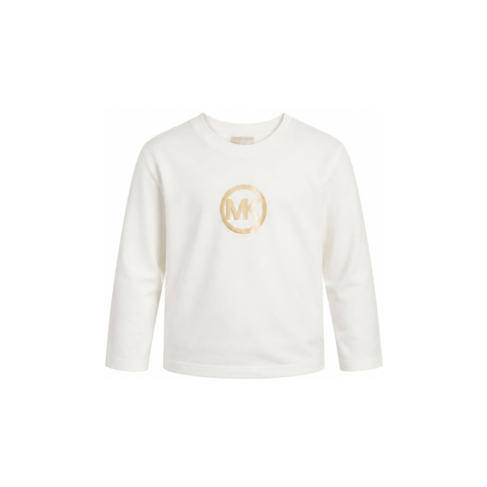 T-shirt per bambina Michael Kors Kids bianca con stampa logo R30691 117 MICHAEL KORS KIDS
