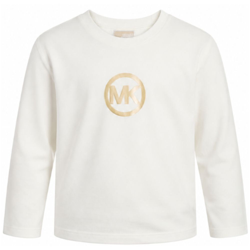 T-shirt per bambina Michael Kors Kids bianca con stampa logo R30691 117 MICHAEL KORS KIDS