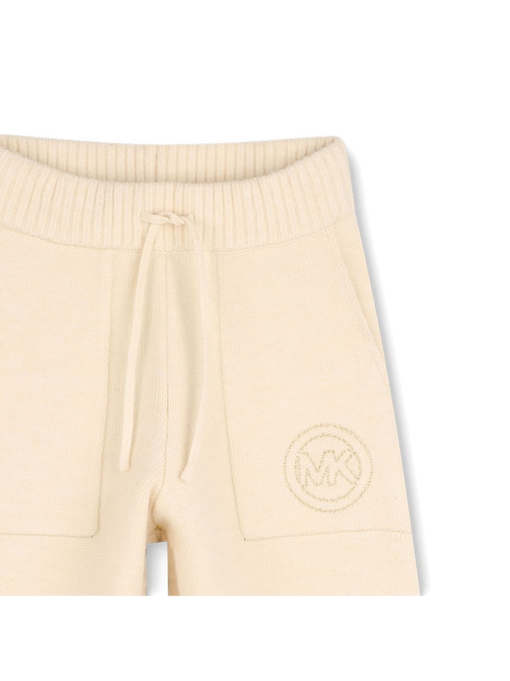 Pantaloni per bambina Michael Kors Kids beige con logo sul davanti R30700 247 MICHAEL KORS KIDS
