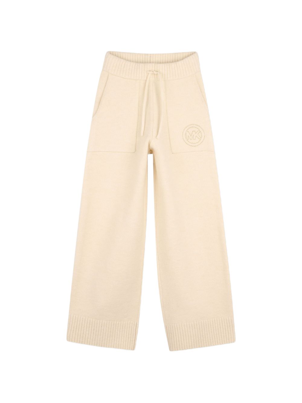 Pantaloni per bambina Michael Kors Kids beige con logo sul davanti R30700 247 MICHAEL KORS KIDS