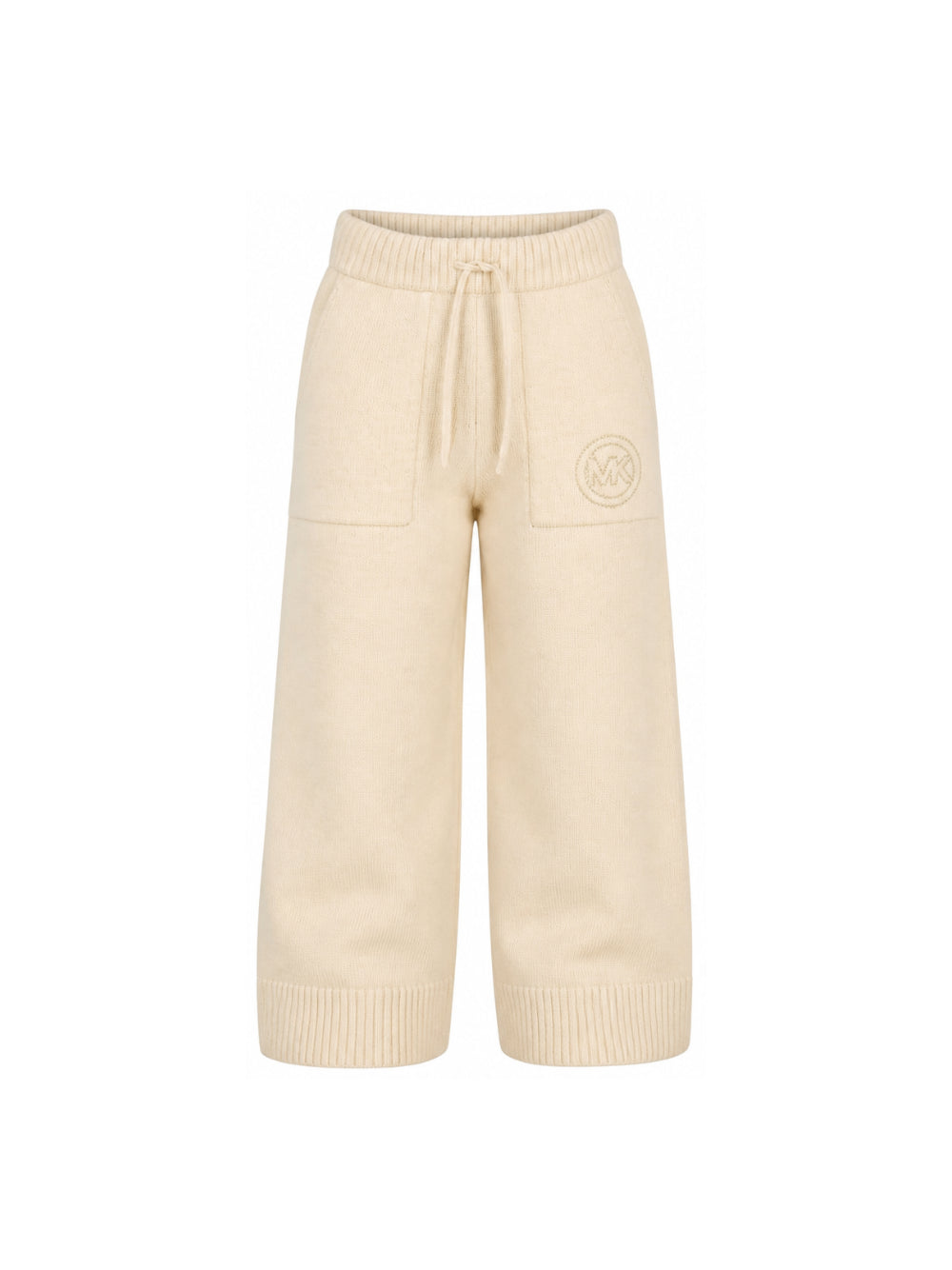 Pantaloni per bambina Michael Kors Kids beige con logo sul davanti R30700 247 MICHAEL KORS KIDS