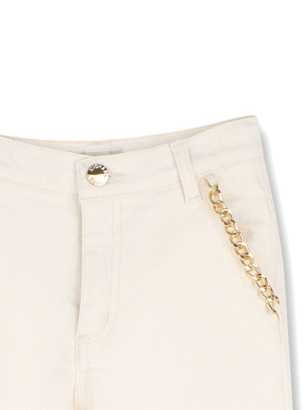 Pantaloni per bambina Michael Kors Kids bianchi con dettaglio catena dorata R30706 190 MICHAEL KORS KIDS