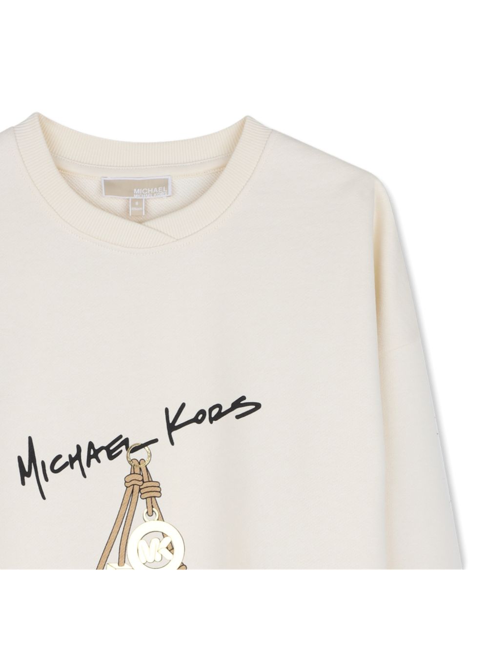 Felpa per bambina Michael Kors Kids beige con stampa grafica R30708 190 MICHAEL KORS KIDS
