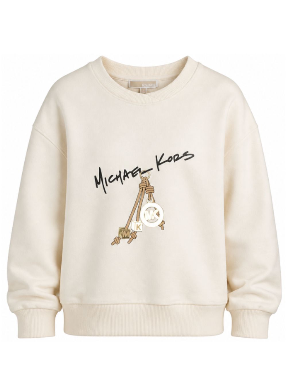 Felpa per bambina Michael Kors Kids beige con stampa grafica R30708 190 MICHAEL KORS KIDS