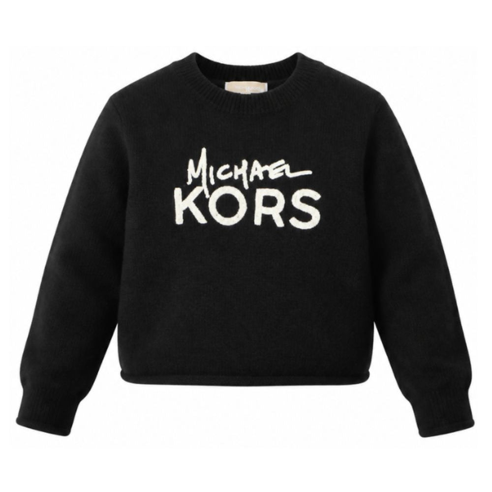 Maglione per bambina Michael Kors Kids nera con logo sul davanti R30718 09B MICHAEL KORS KIDS