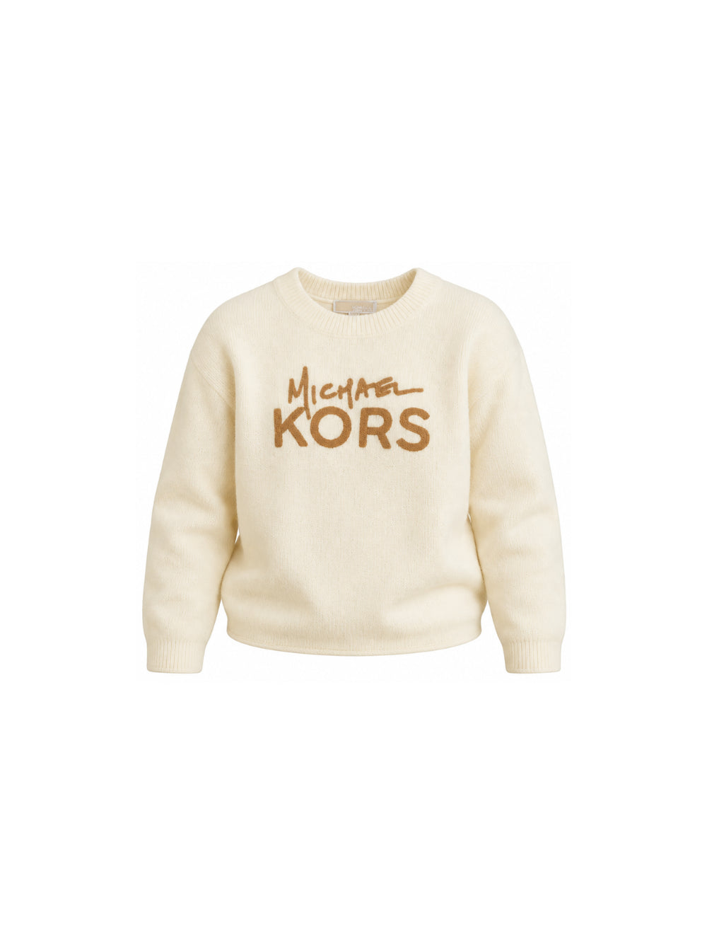 Maglione per bambina Michael Kors Kids beige con logo sul davanti R30718 190 MICHAEL KORS KIDS