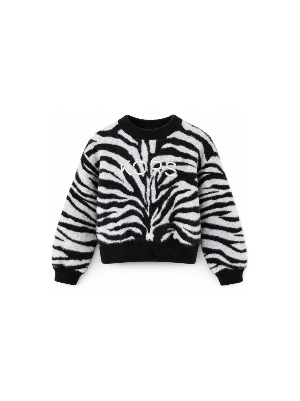 Maglione per bambina Michael Kors Kids bianco e nero con motivo zebrato R30719 09B MICHAEL KORS KIDS