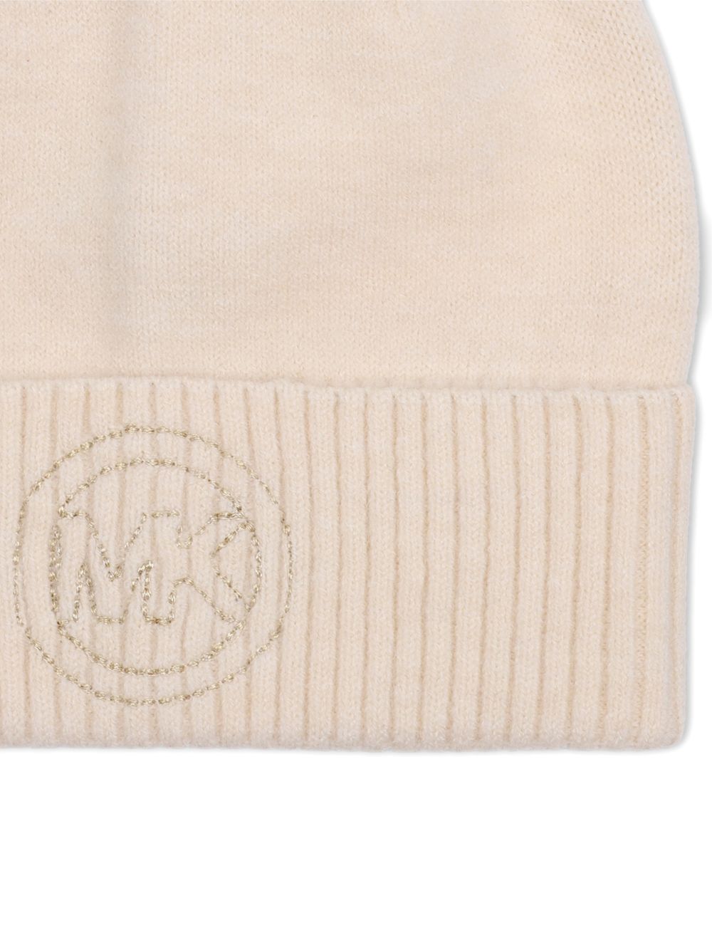 Berretto per bambina Michael Kors Kids beige con logo sul davanti R30807 247 MICHAEL KORS KIDS