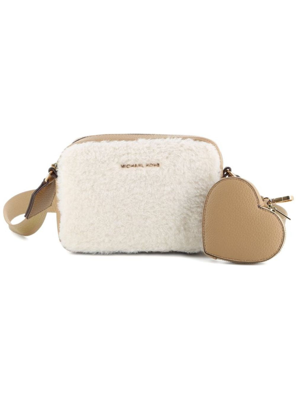 Borsa a spalla per bambina Michael Kors Kids beige con finitura in shearling R30816 117 MICHAEL KORS KIDS