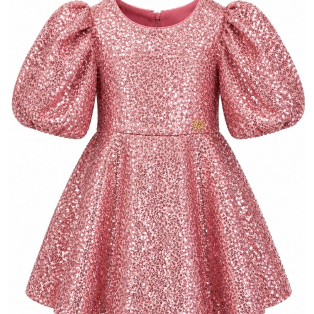 Abito per bambina Mimisol Kids rosa con decorazione con paillettes MFAB812TS1140 PNK MIMISOL KIDS