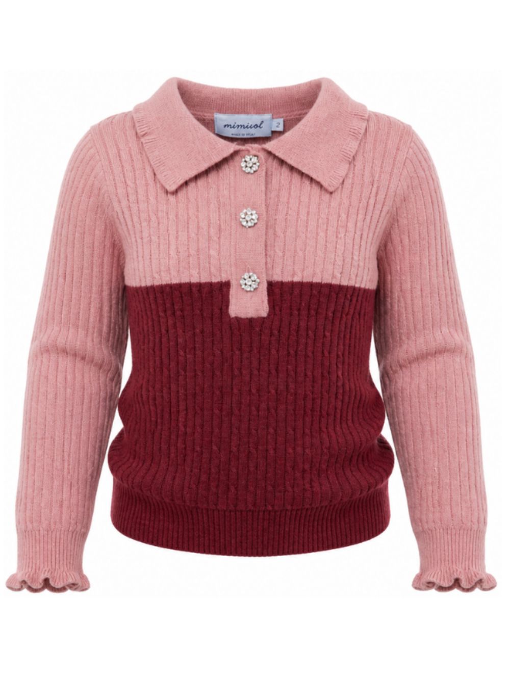 Maglione intrecciato per bambina Mimisol Kids multicolor con decorazione MFMA063KK0000 BRP MIMISOL KIDS