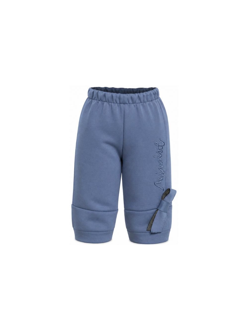 Pantoloni con fiocco per bambina Mimisol Kids blu con logo laterale MFPA175TS1144 BLU MIMISOL KIDS