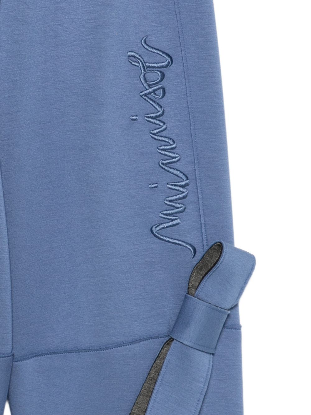 Pantoloni con fiocco per bambina Mimisol Kids blu con logo laterale MFPA175TS1144 BLU MIMISOL KIDS