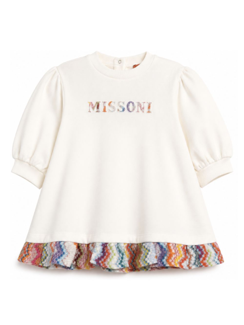 Abito per neonata Missoni Kids bianco con orlo con dettaglio a zigzag MZ1020 Z3183 102 MISSONI KIDS