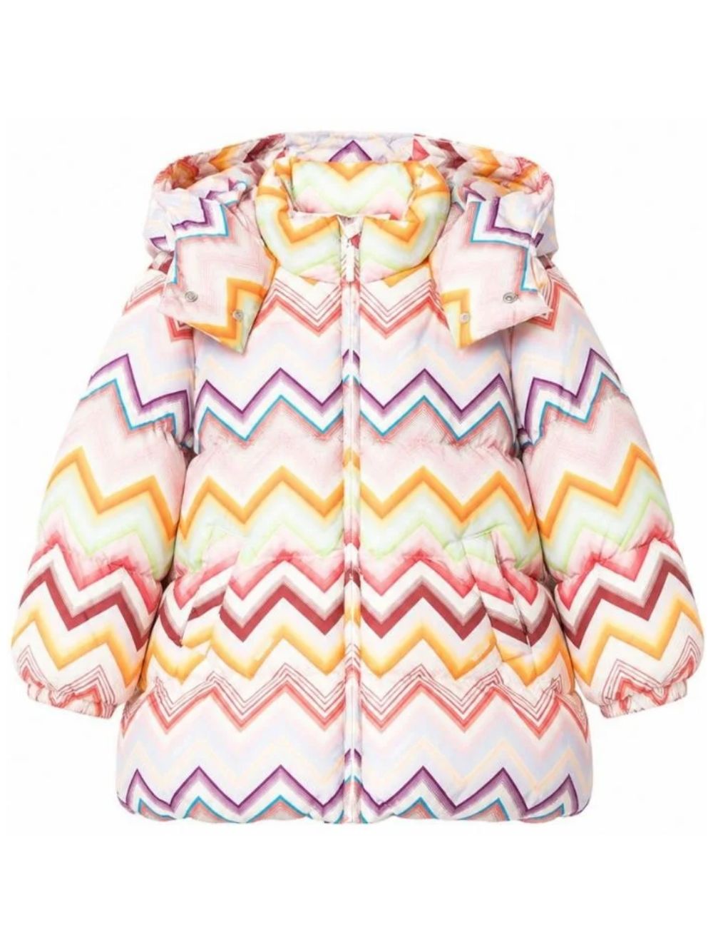 Piumino per bambina Missoni Kids multicolore con stampa a zigzag MZ2A10 N0443 999 MISSONI KIDS