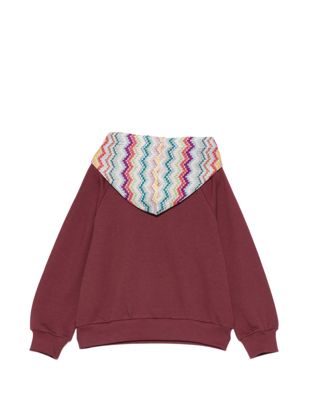 Felpa per bambina Missoni Kids bordeaux con cappuccio con motivo a zigzag MZ4A00 Z3183 530 MISSONI KIDS