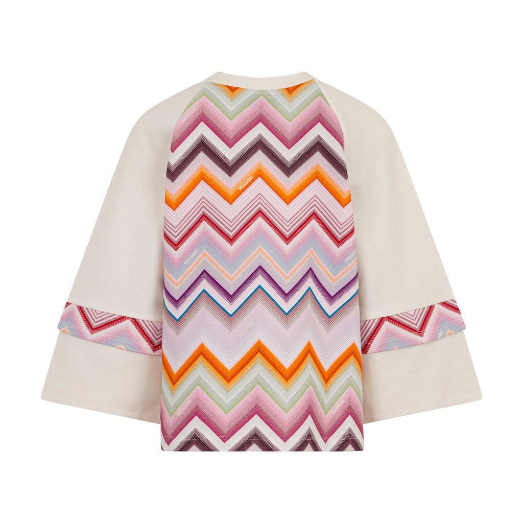 Felpa per bambina Missoni Kids bianca con inserti con motivo chevron MZ4A40 Z3183 102MC MISSONI KIDS
