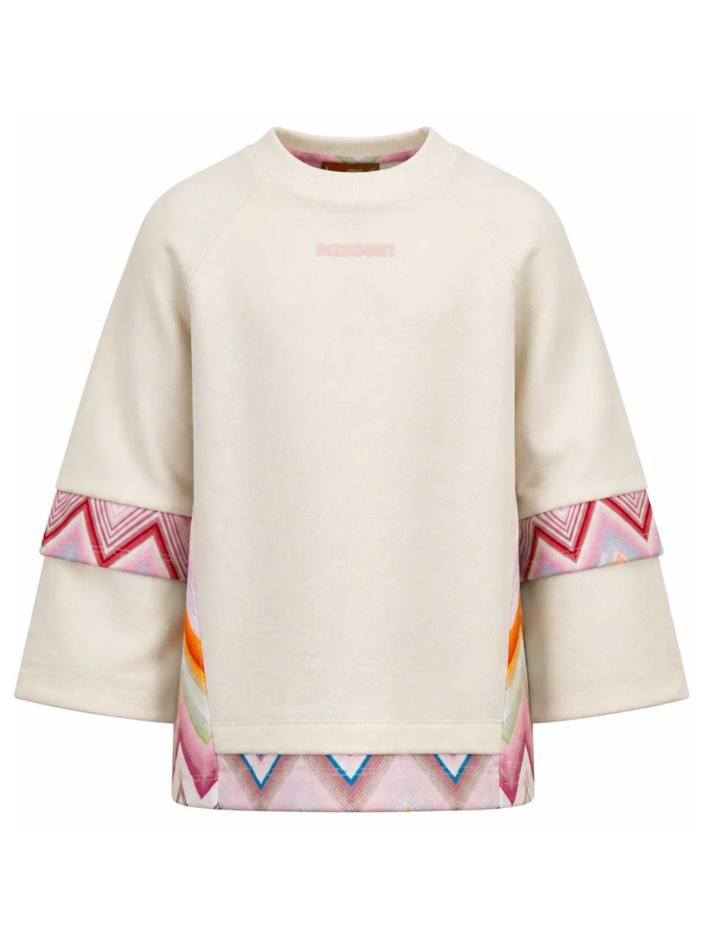 Felpa per bambina Missoni Kids bianca con inserti con motivo chevron MZ4A40 Z3183 102MC MISSONI KIDS
