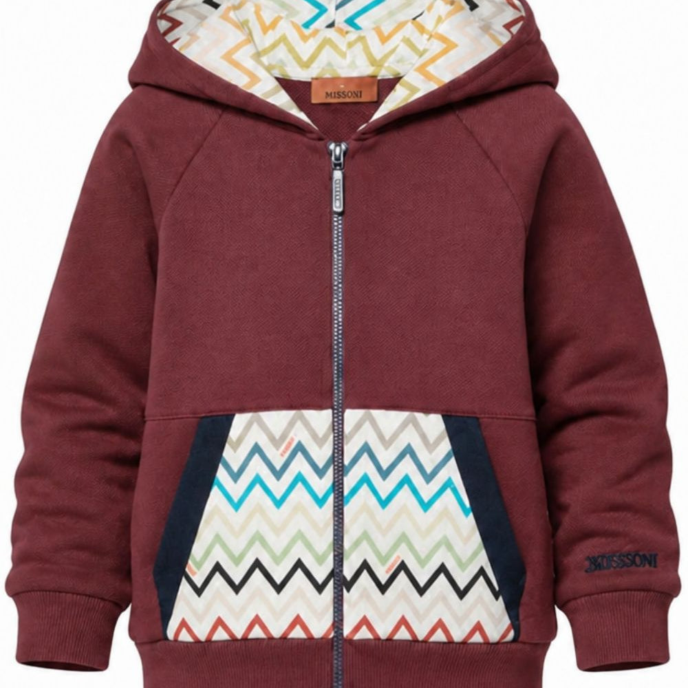Felpa per bambino Missoni Kids rossa con dettagli con motivo a zigzag MZ4H10 Z3183 530 MISSONI KIDS