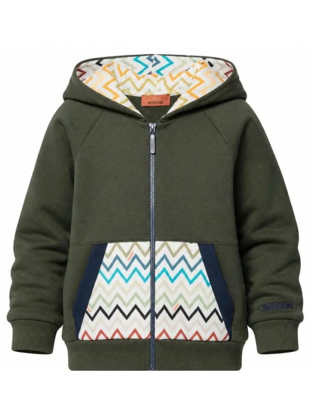 Felpa per bambino Missoni Kids verde con dettagli con motivo a zigzag MZ4H10 Z3183 70J MISSONI KIDS