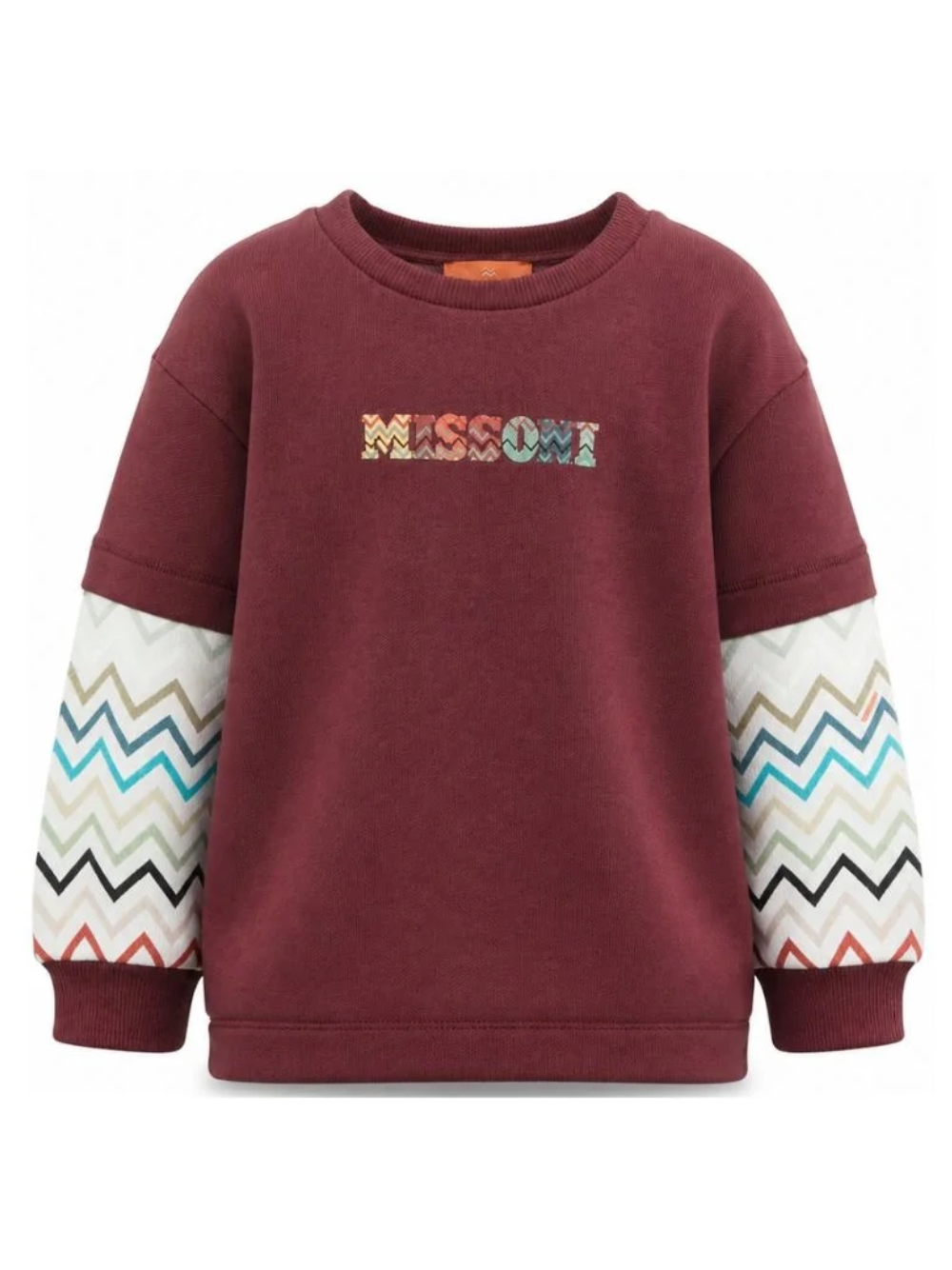 Felpa per bambino Missoni Kids bordeaux con maniche a contrasto MZ4H30 Z3183 530 MISSONI KIDS