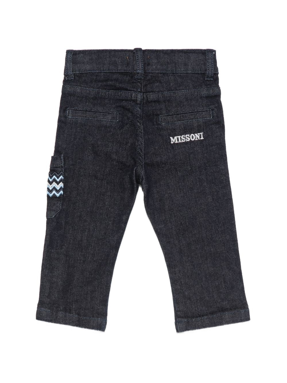 Pantaloni per neonato Missoni Kids in denim con tasca applicata sulla gamba MZ6320 Z3664 620 MISSONI KIDS
