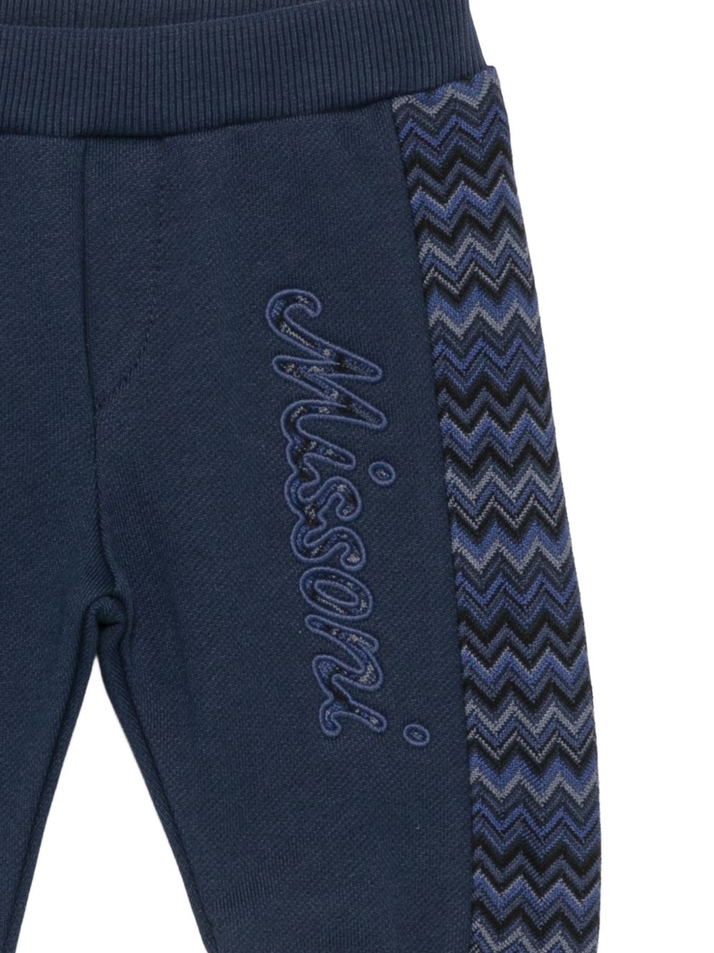 Pantaloni per neonato Missoni Kids blu con inserti con design a zig-zag MZ6350 Z3183 617 MISSONI KIDS