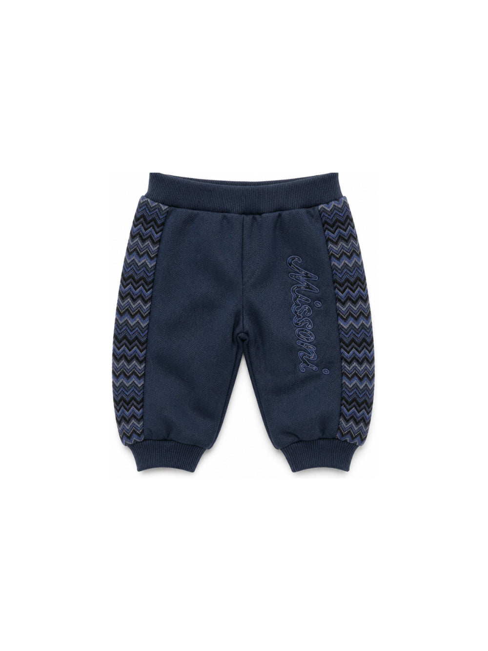 Pantaloni per neonato Missoni Kids blu con inserti con design a zig-zag MZ6350 Z3183 617 MISSONI KIDS