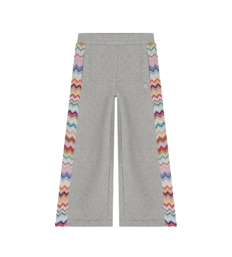 Pantaloni sportivi per bambina Missoni Kids grigia con inserti con motivo a zig-zag MZ6A60 Z4104 806AG MISSONI KIDS