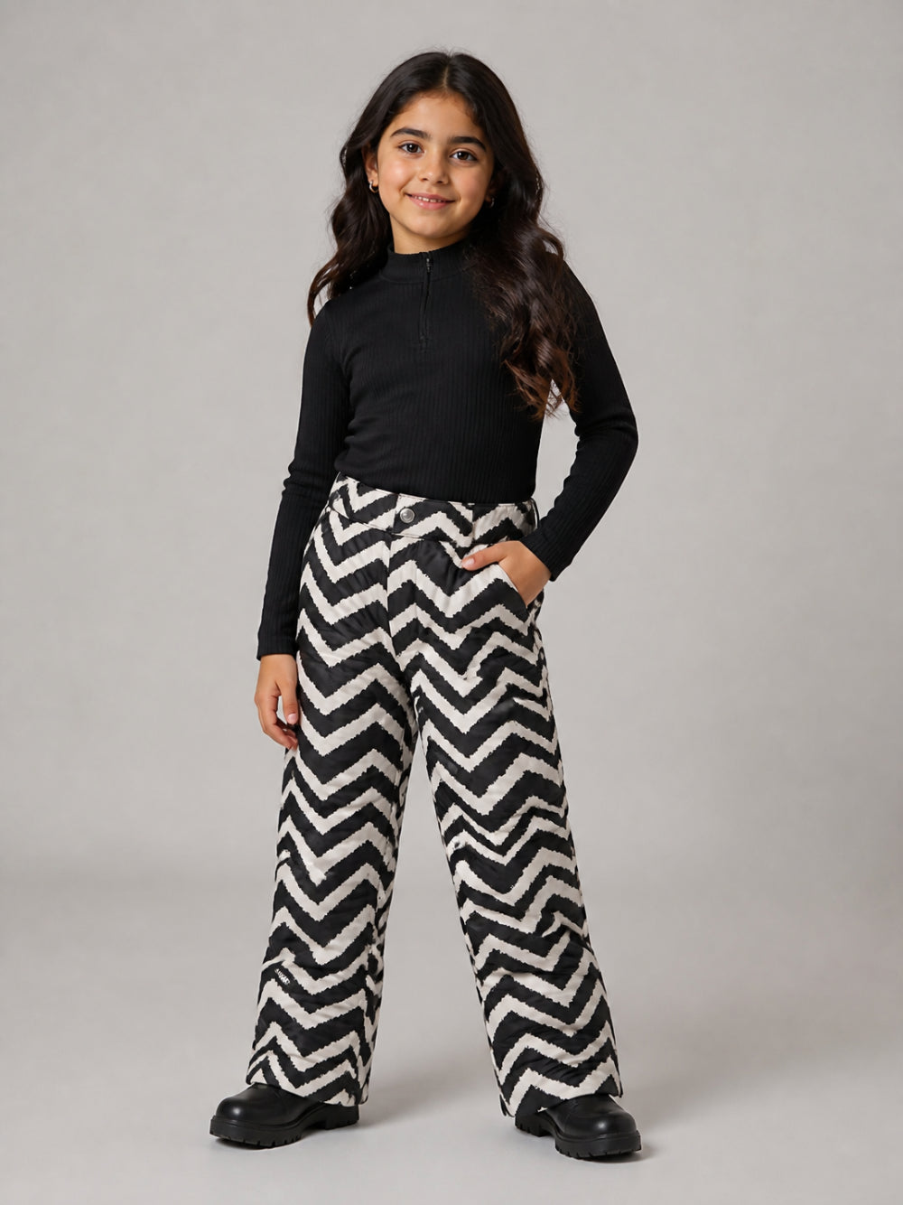 Pantaloni zebrati per bambina Missoni Kids multicolor con motivo zig-zag MZ6A70 N0446 930BG MISSONI KIDS