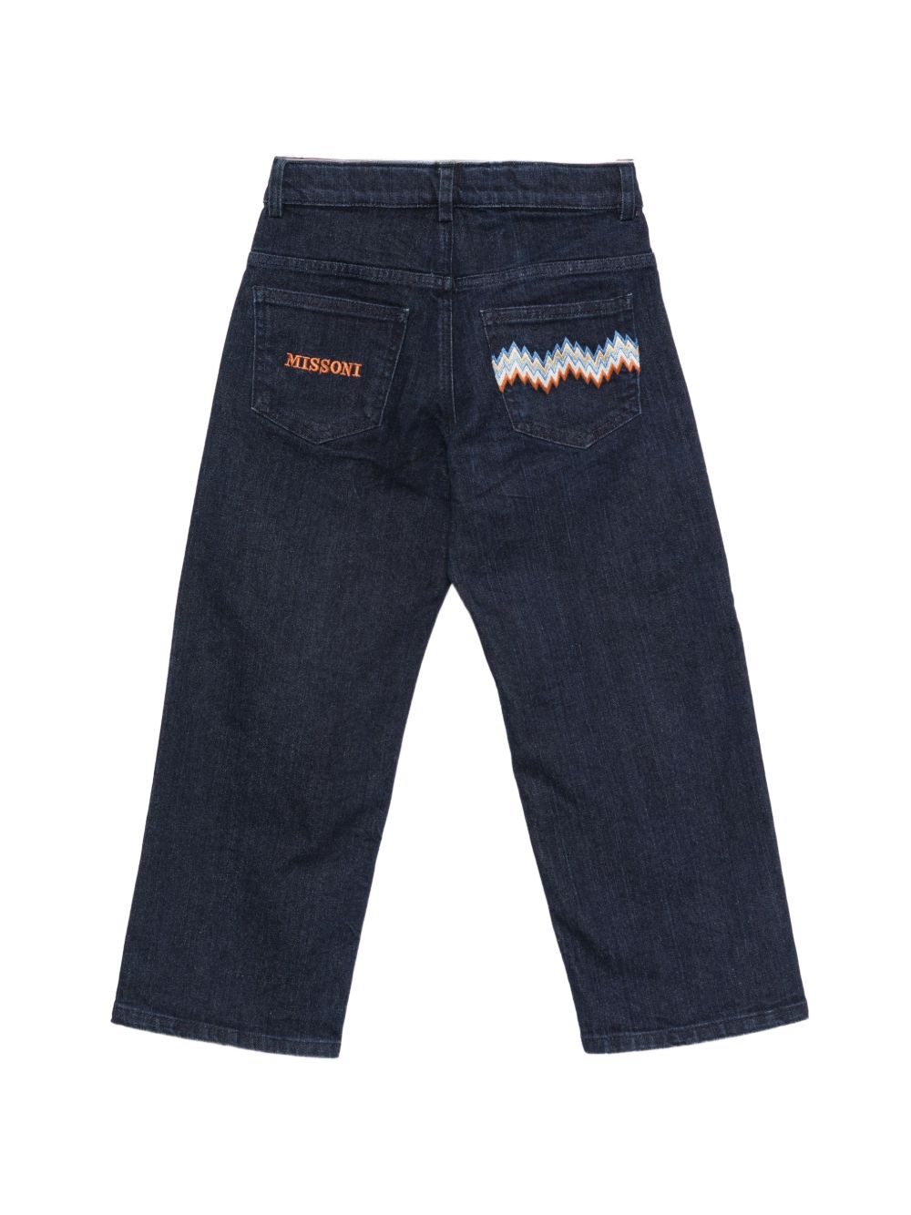 Jeans per bambina Missoni Kids blu con ricamo a zigzag sul retro e ricamo logo sul retro MZ6B70 D0004 621 MISSONI KIDS