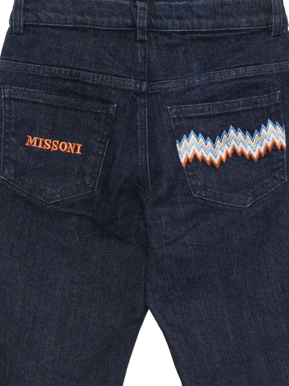 Jeans per bambina Missoni Kids blu con ricamo a zigzag sul retro e ricamo logo sul retro MZ6B70 D0004 621 MISSONI KIDS