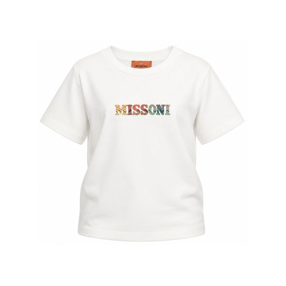 T-shirt per bambini Missoni Kids bianca con scritta logo multicolore MZ8H31 Z3672 102 MISSONI KIDS