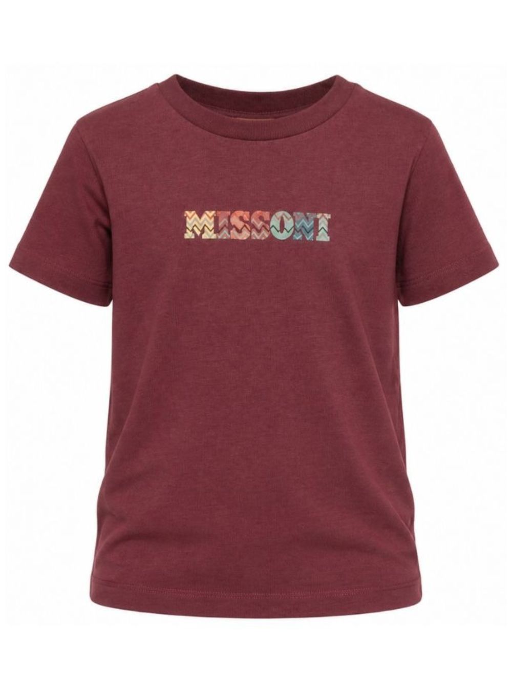 T-shirt per bambini Missoni Kids bordeaux con scritta logo multicolore MZ8H31 Z3672 530 MISSONI KIDS