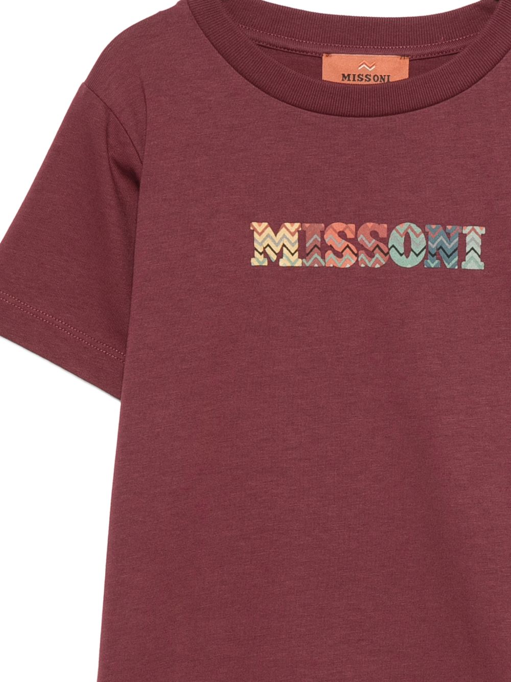 T-shirt per bambini Missoni Kids bordeaux con scritta logo multicolore MZ8H31 Z3672 530 MISSONI KIDS