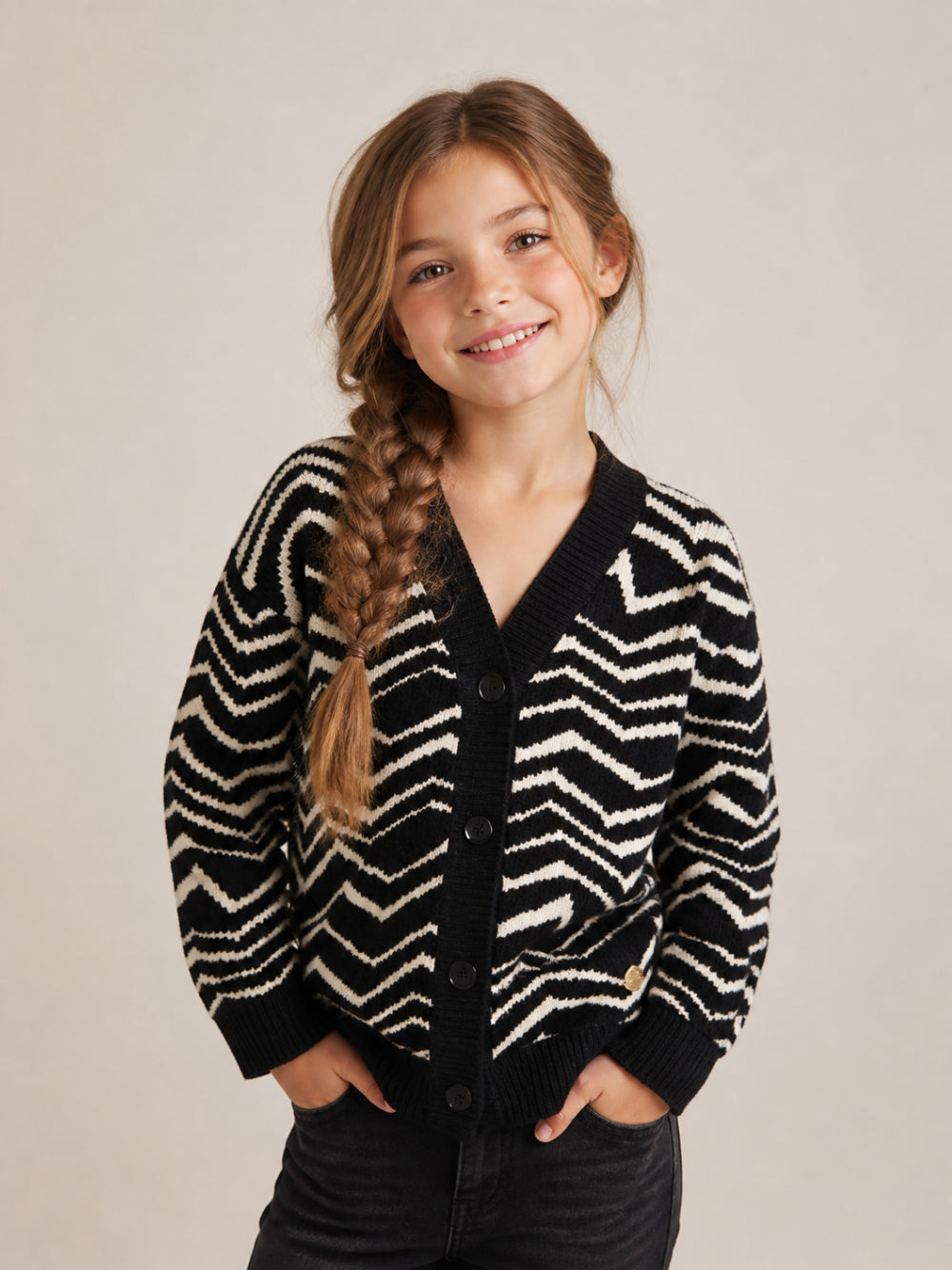 Cardigan per bambina Missoni Kids multicolor con motivo a zigzag MZ9A30 W0028 930BG MISSONI KIDS