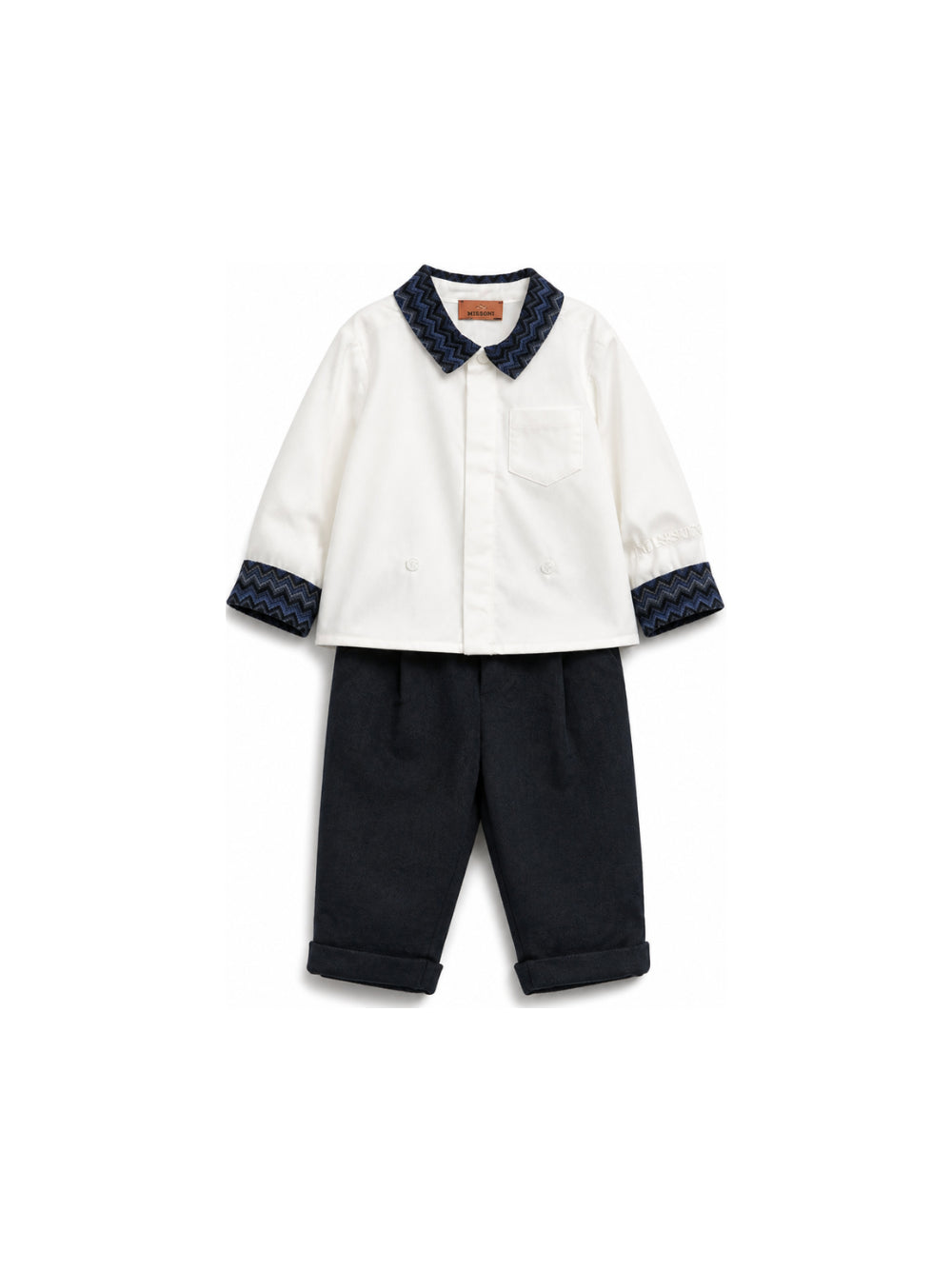 Set camicia e pantaloni per neonato Missoni Kids multicolore con inserti con decorazione a zig-zag MZA300 J0576 621AV MISSONI KIDS