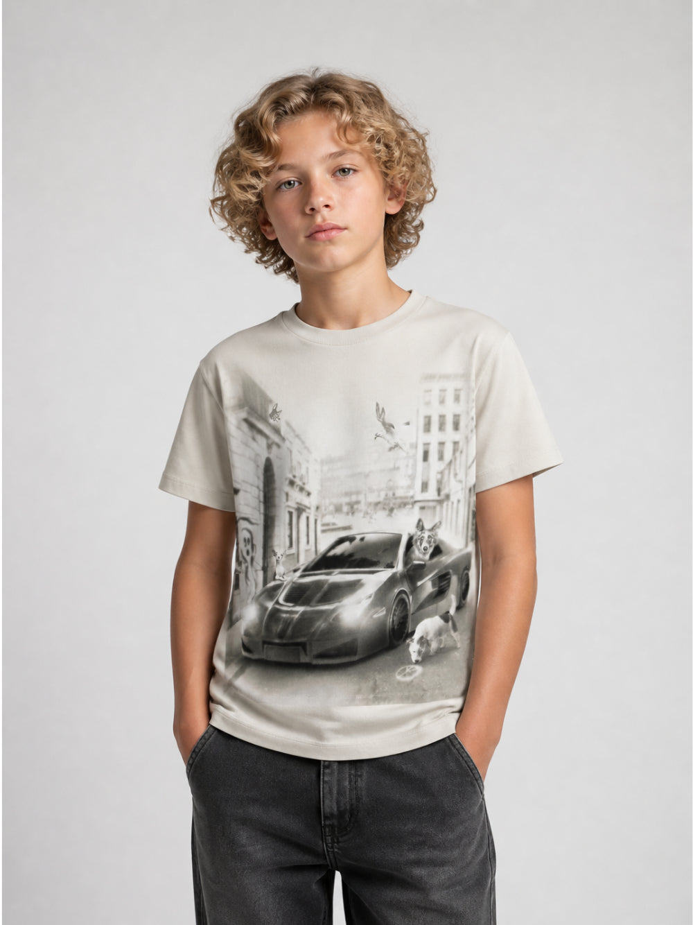 T-shirt per bambino Molo Kids grigia con stampa fotografica 1W26A203 5922 MOLO KIDS