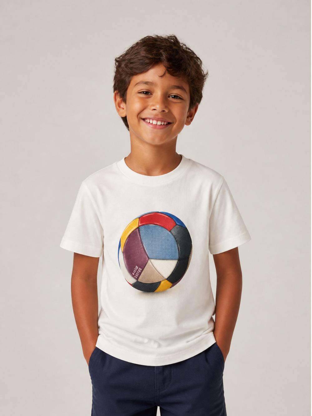 T-shirt per bambino Molo Kids bianca con stampa grafica pallone sul davanti 1W26A212 5999 MOLO KIDS