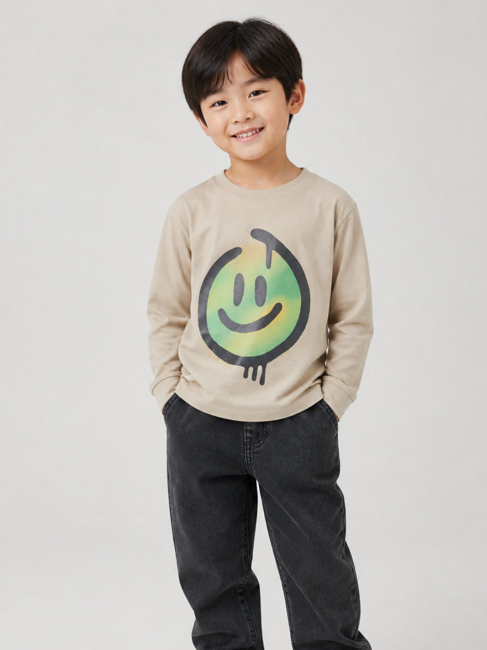 T-shirt per bambino Molo beige con stampa grafica 1W26A405 9954 MOLO KIDS
