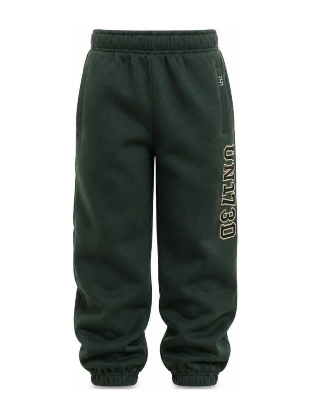 Pantaloni sportivi per bambino Molo Kids verdi con stampa grafica sul lato 1W26I201 5721 MOLO KIDS