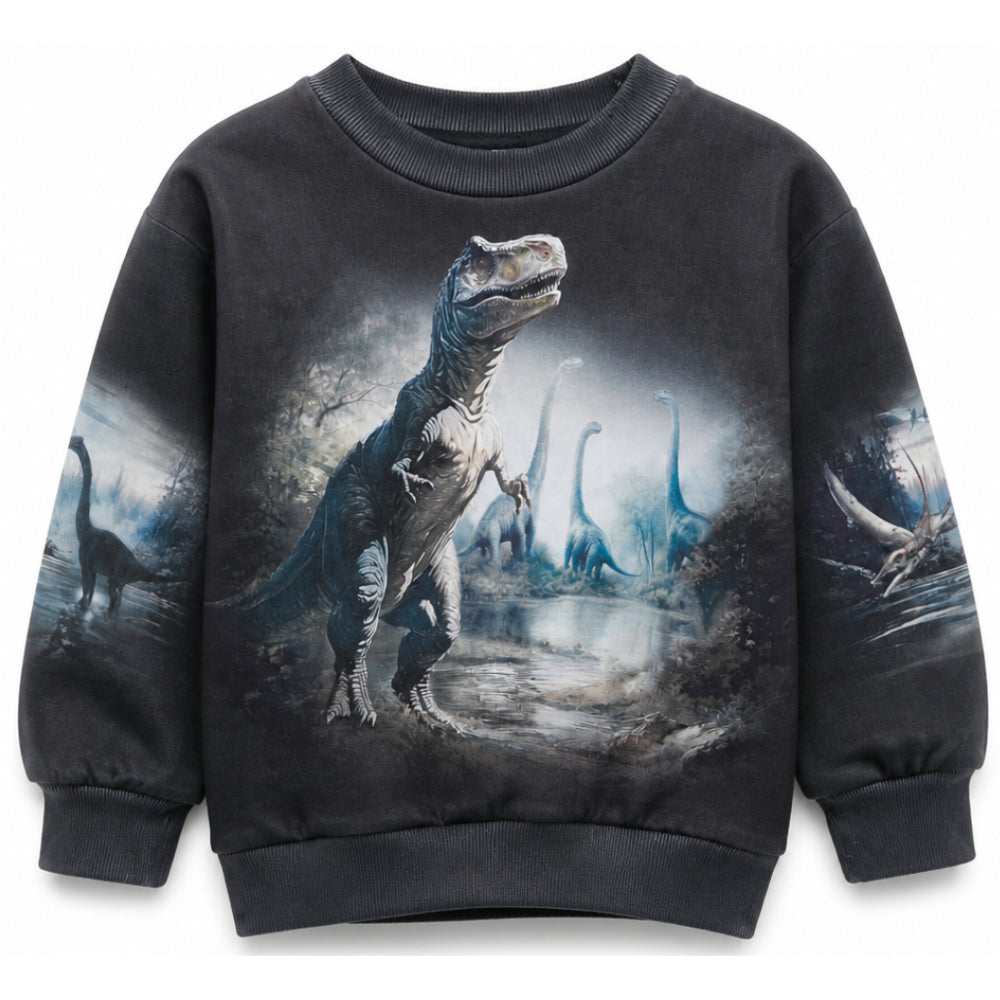 Felpa per bambino Molo Kids blu scuro con stampa dinosauri 1W26J203 9946 MOLO KIDS