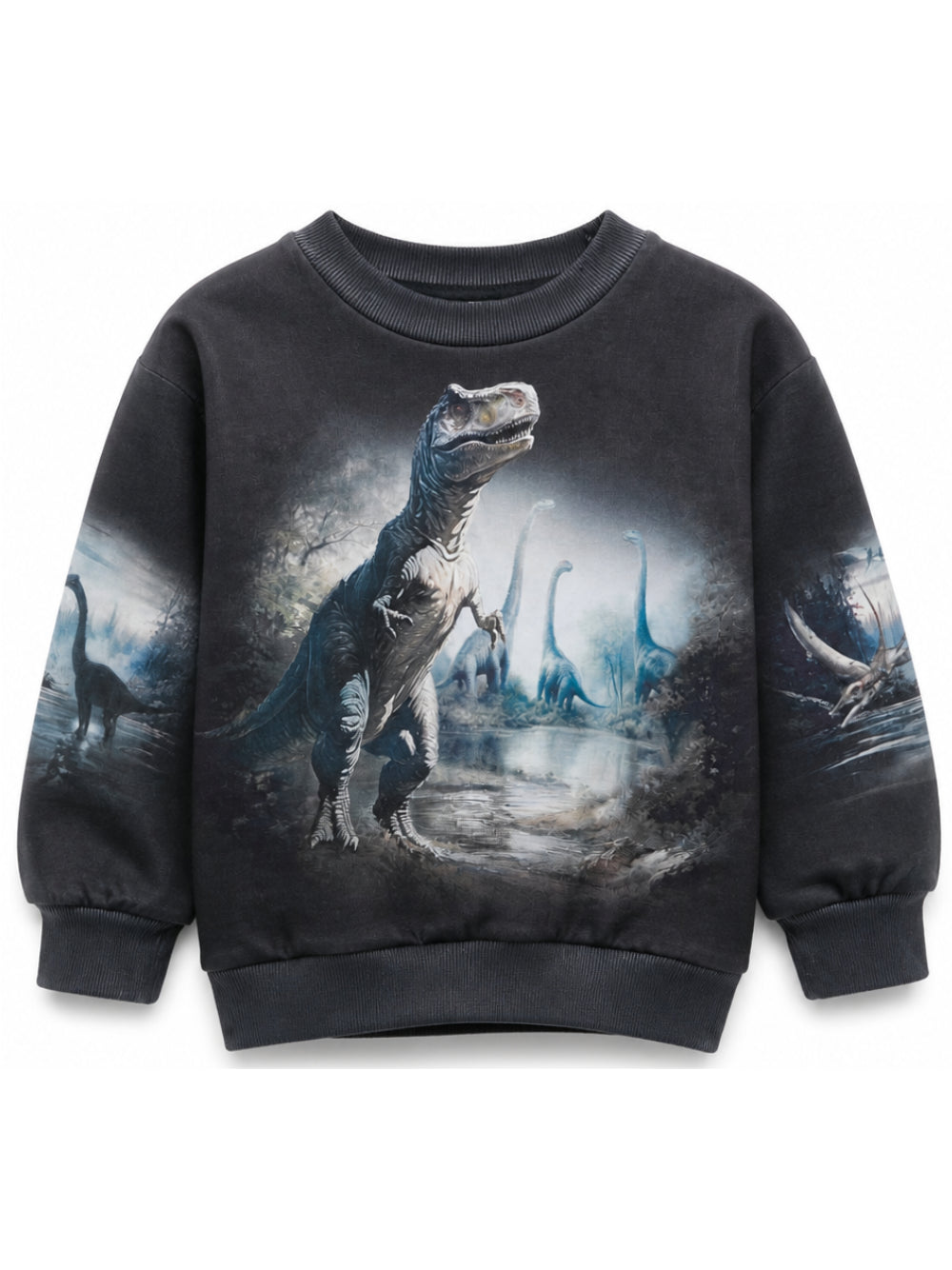 Felpa per bambino Molo Kids blu scuro con stampa dinosauri 1W26J203 9946 MOLO KIDS