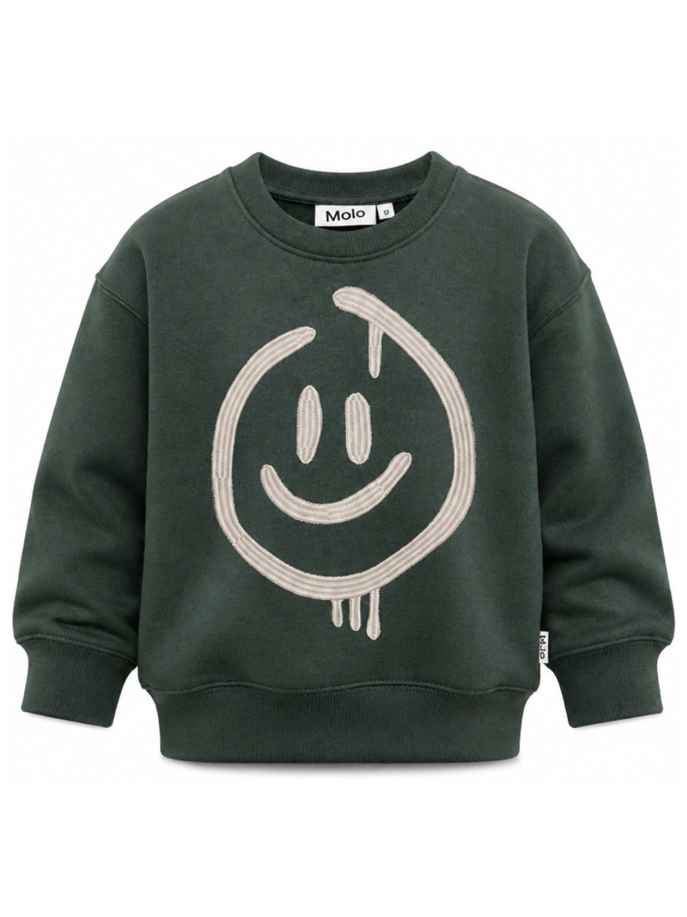 Felpa per bambini Molo Kids verde scuro con motivi ricamati 1W26J204 5721 MOLO KIDS