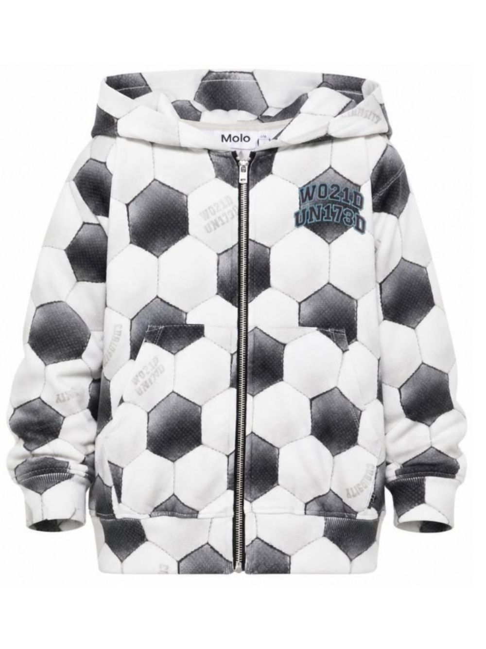 Felpa per bambino Molo kids bianca e nera con stampa grafica pallone 1W26J303 6253 MOLO KIDS