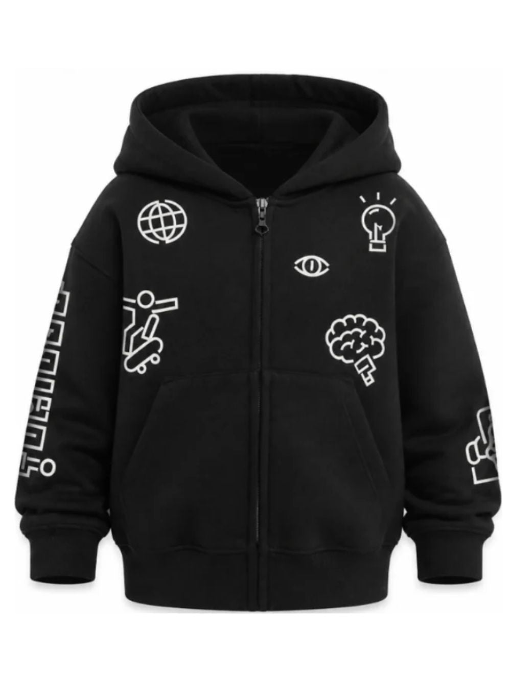 Felpa per bambino Molo Kids nera con stampa grafica all-over 1W26J304 0099 MOLO KIDS