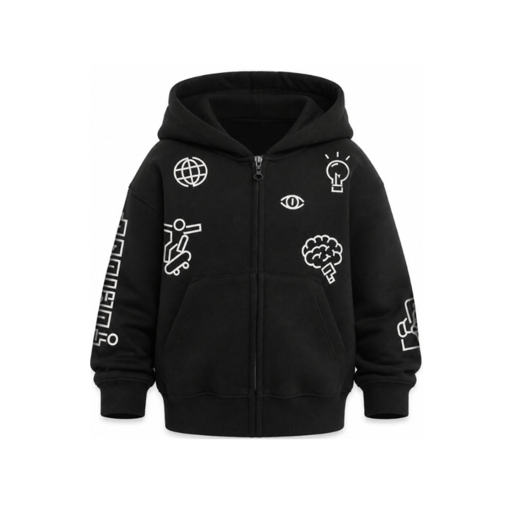 Felpa per bambino Molo Kids nera con stampa grafica all-over 1W26J304 0099 MOLO KIDS
