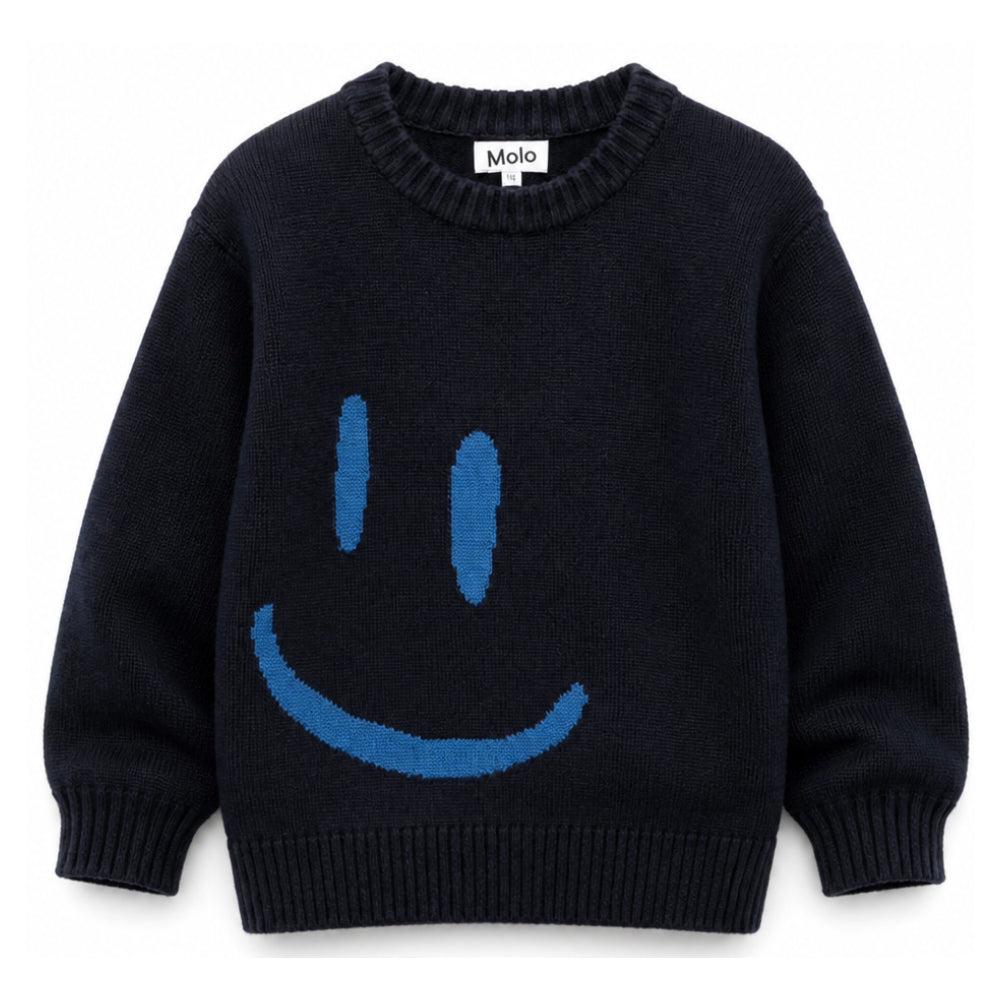 Maglione per bambino Molo Kids blu con smile sul davanti 1W26K201 2257 MOLO KIDS
